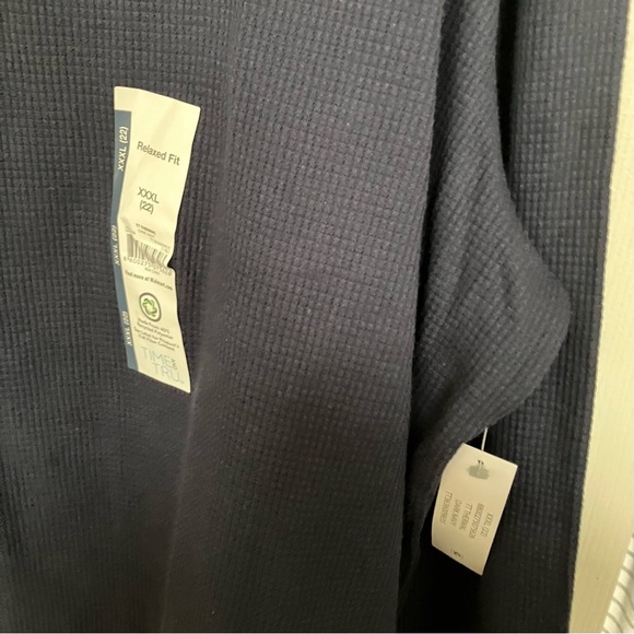 Time and Tru Navy Waffle Knit Long Sleeve Top - Picture 2 of 4